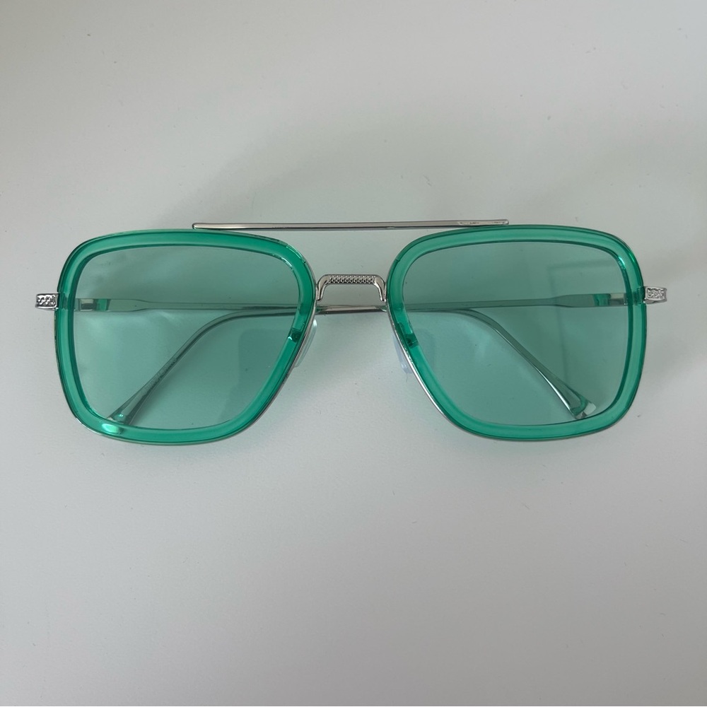 Green Aviator-Style Sunglasses urban outfitters